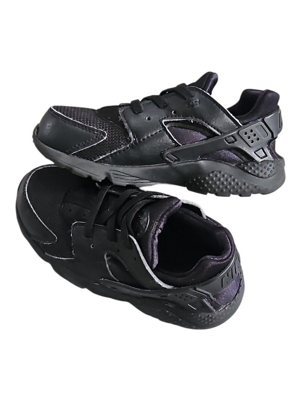 Nike Huarache Run Sneakers In Triple Black Boys Size 10C